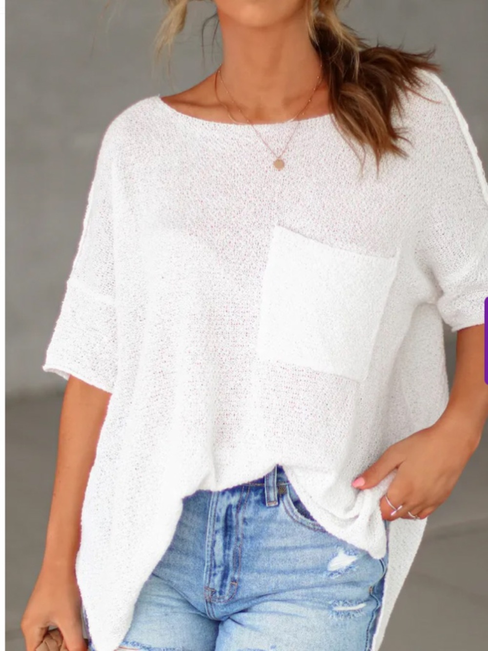 NWT VICI DAVI & DANI PRUDENCE KNIT OVERSIZED TOP IN WHITE SZ XS - Picture 2 of 5